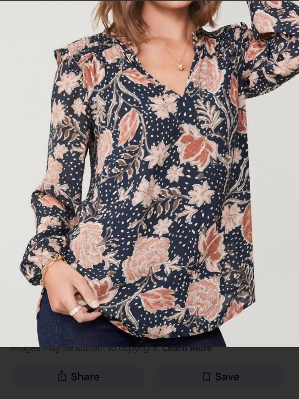 Spartina 449 Black Top with Soft Pink Floral Accents